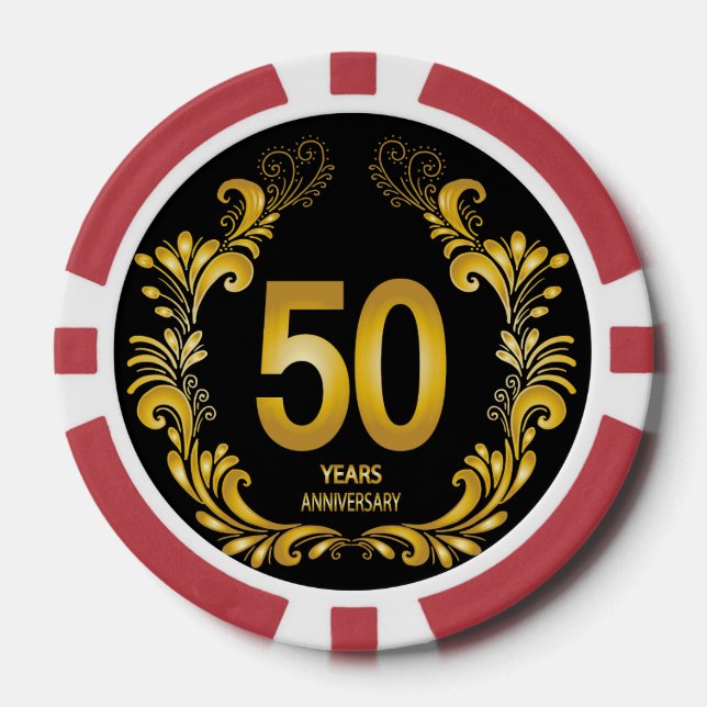 50 Jahre Gold Glitzer Jubiläum Pokerchips (Vorderseite)