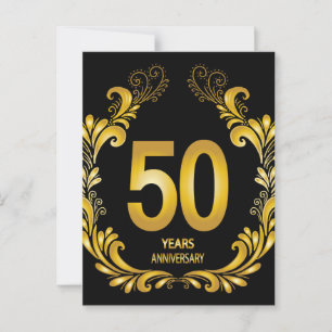 50 Jahre Gold Glitzer Jubiläum Postkarte