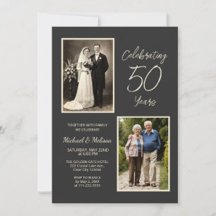 50 Jahre Hochzeit Charcoal Foto-Jubiläum feiern Einladung