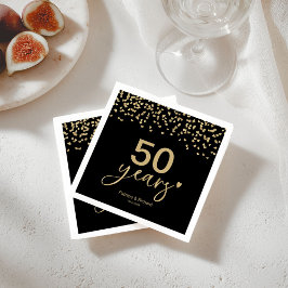 50 Jahre Hochzeit Jubiläum Chic Black and Gold Serviette