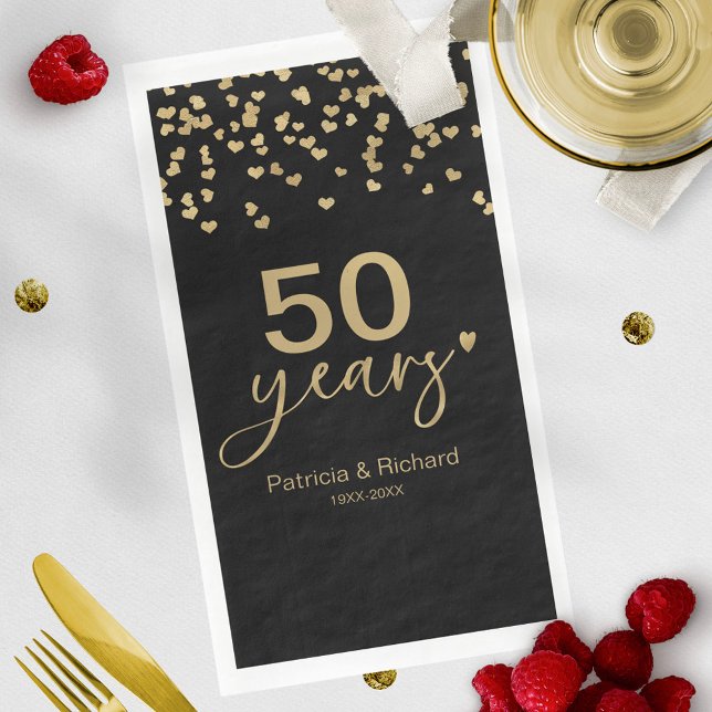 50 Jahre Hochzeit Jubiläum Schwarz und Gold Serviette (Von Creator hochgeladen)