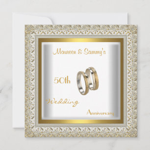 50 Jahre Hochzeit Weißes Gold Elegant Einladung