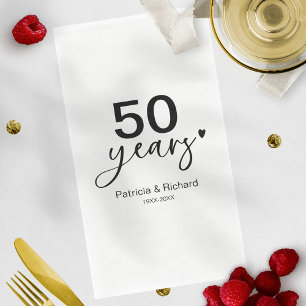 50 Jahre Hochzeitstag Schwarz und Weiß Serviette