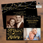 50 Jahre im Jubiläum des Making Then & Now Einladung<br><div class="desc">Laden Sie Ihre Gäste mit dieser 50. Hochzeitsjubiläumseinladung in Schwarz und Gold mit moderner Typografie mit dem Titel "50 Jahre im Making" ein und lasse Ihnen,  ihr Hochzeitsjahr als Teil des Designs einzubeziehen und ihre DANN- und JETZT-Fotos hinzuzufügen.</div>