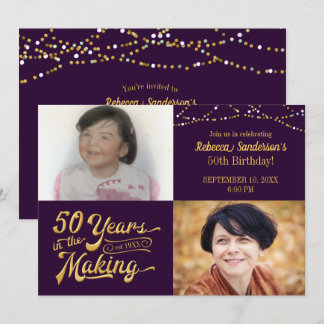 50 JAHRE IM MAKING Geburtstag Dann & Jetzt Bilder Einladung