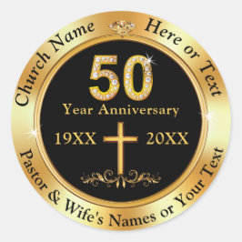 50 Jahre Kirche Jubiläum, Umschlag oder Gefallen Runder Aufkleber
