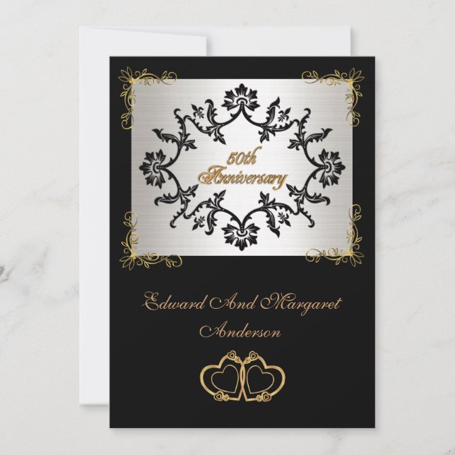 50 Jahre Party Einladung schwarz und weiß.. (Vorderseite)