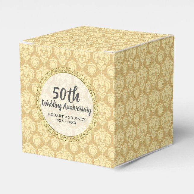 50 Jahre Party Gold Damaskus Cake Geschenkschachtel (Vorderseite)