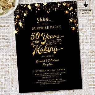 50 Jahre Party Gold Stars Einladung