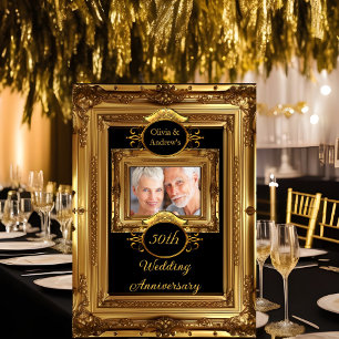 50 Jahre Party Golden Frame Foto Einladung