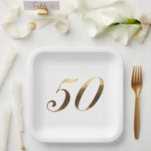 50 Jahre Party Imitate Gold Nummer 50 Pappteller