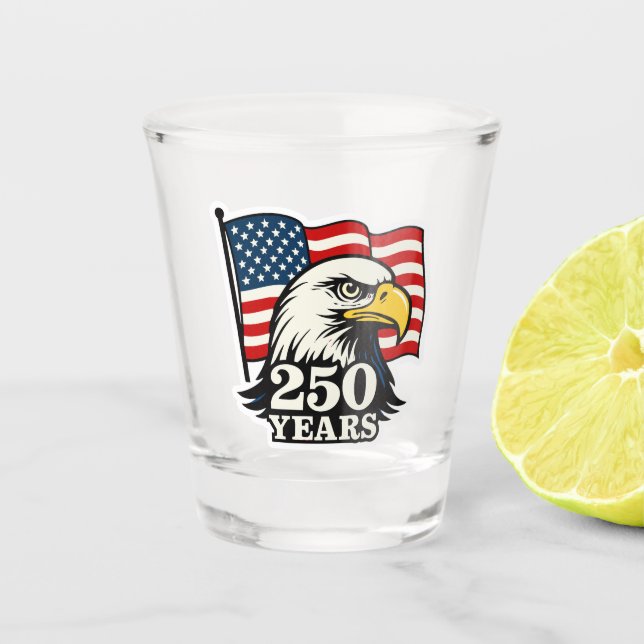 50 Jahre Patriotisches Shot Glass - USA Adler & Fl Schnapsglas (Vorderseite)