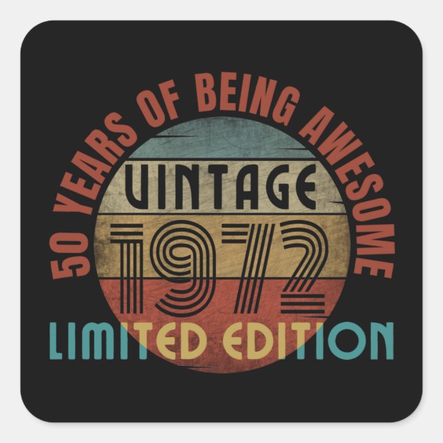 50 Jahre phantastisch Quadratischer Aufkleber (Vorderseite)