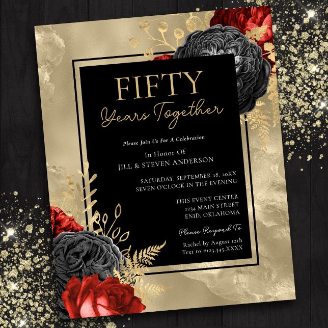 50 Jahre Red Black Gold Floral (Von Creator hochgeladen)
