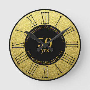 50 Jahre Ruhestand oder Jubiläum Personalisiert Runde Wanduhr