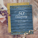 50 Jahre Rustikale Goldenherzen Save the Date Ankündigungspostkarte<br><div class="desc">Mit zarten goldenen Herzen Konfetti auf einem blauen rustikalen Holzboden. Personalisieren Sie mit Ihrem besonderen 50 Jahre goldenen Jubiläum Save the Date Informationen in schicken Schriften. Entwickelt von Thisisnotme©</div>