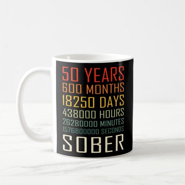 50 Jahre Sobriety Jahrestag 50 Jahre nüchtern Kaffeetasse (Links)