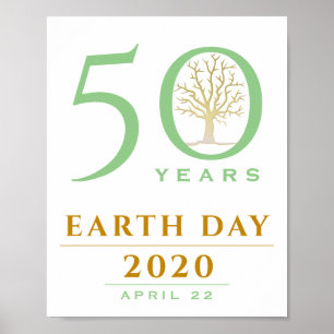 50 Jahre, Tag der Erde 2020, Goldener und grüner B Poster