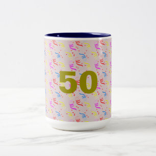 50 Jahre und Confetti Zweifarbige Tasse