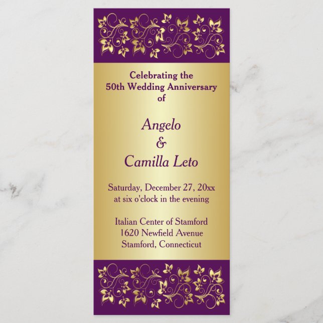 50. Jahrestag der Hochzeit - Erneuerungsprogramm Programm (Vorderseite)