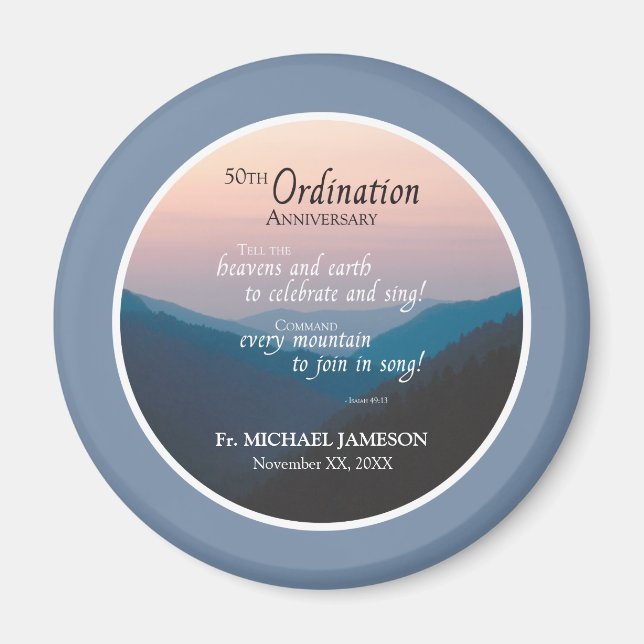 50. Jahrestag der Ordination Herzlichen Glückwunsc Magnet (Vorne)