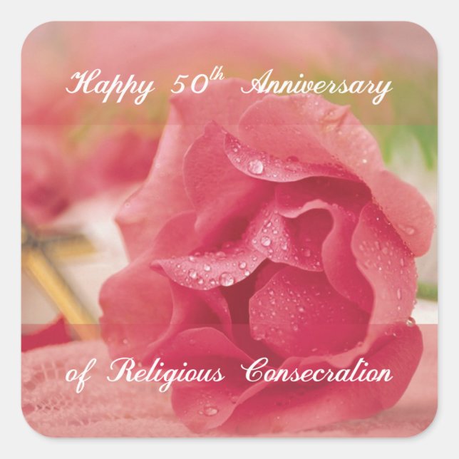 50. Jahrestag der religiösen Rose Quadratischer Aufkleber (Vorderseite)