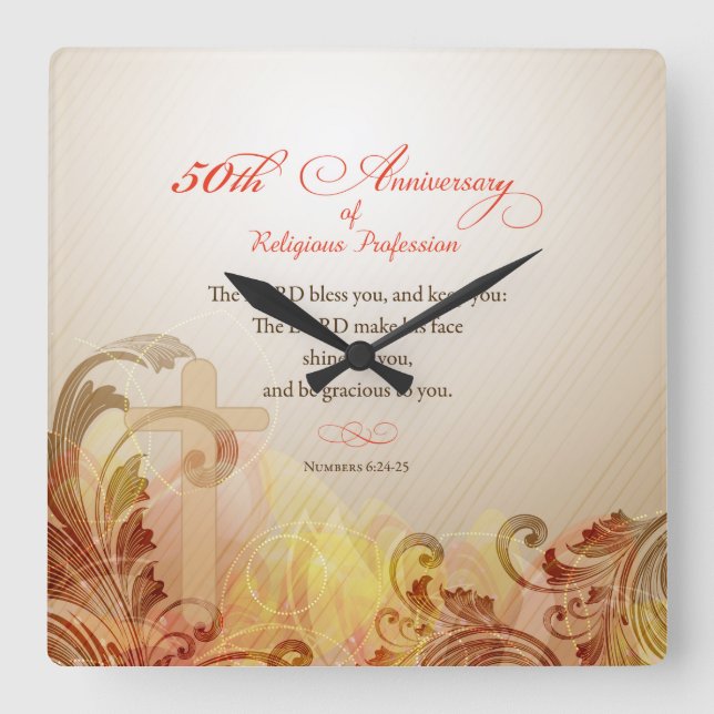 50. Jahrestag der religiösen Tätigkeit, Nun Quadratische Wanduhr (Vorderseite)