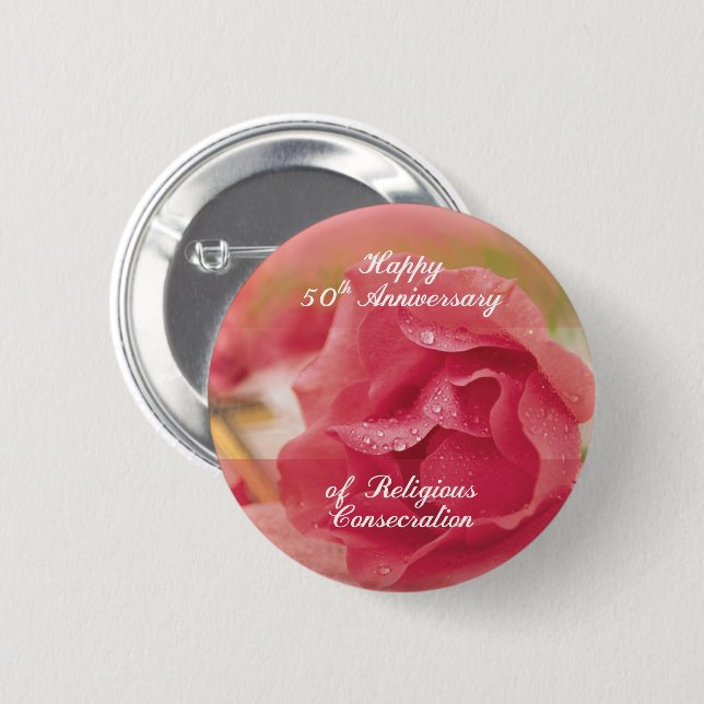 50. Jahrestag der religiösen Verhaftung Pink Ro Button (Vorne & Hinten)