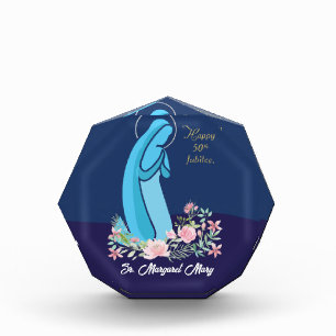 50. Jahrestag des religiösen Lebens Nun Pink Blume Fotoblock