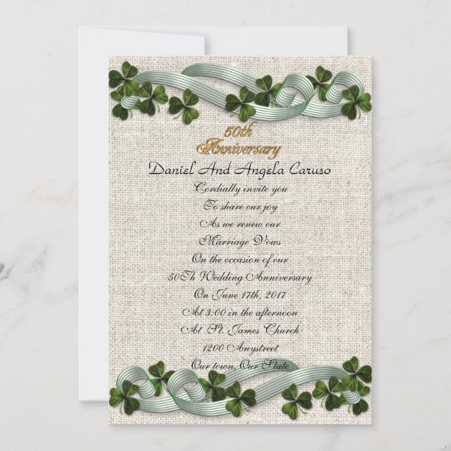 50. Jahrestag Einladung Irish Thema (Vorderseite)