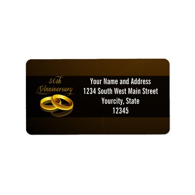 50. Jahrestag | Gold Script Adressaufkleber (Vorne)