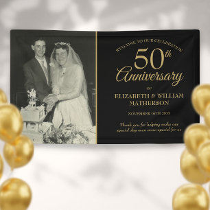 50. Jahrestag Hochzeit Foto Gold Schwarz Willkomme Banner