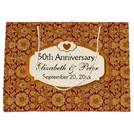 50. Jahrestag Hochzeitstag Gold Damaskus Große Geschenktüte
