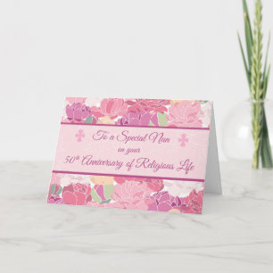 50. Jahrestag katholische Nun Peonies Blume, Butto Karte
