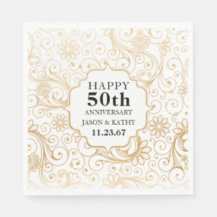 50. Jahrestags-Partygoldstrudelmuster Serviette