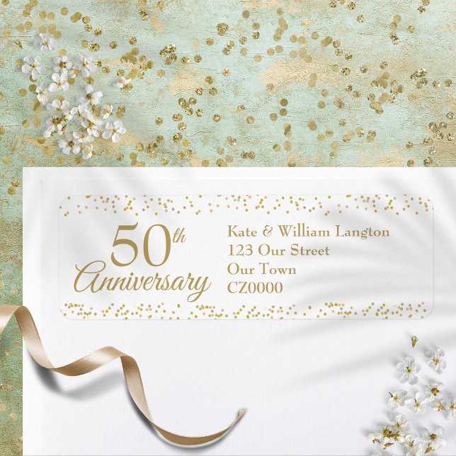 50-jährige Gold Dust Confetti Rücksendeadresse (50th Anniversary Gold Dust Confetti Return Address Label)