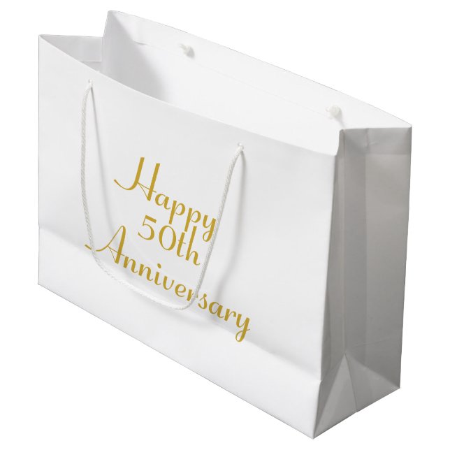 50-jährige Gold Text Template Geschenktasche Große Geschenktüte (Vorderseite Schrägansicht)