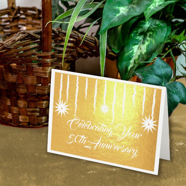 50-jährige Jubiläumsfeier für moderne Kunst Folienkarte (Modern Foil 50th Anniversary Card.)