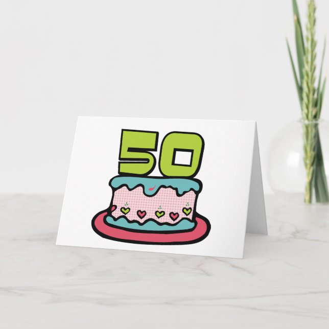 50-jähriger Geburtstagskuchen Karte (Vorderseite)