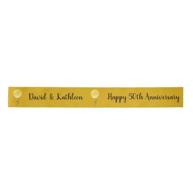 50-jähriges Custom Gold Balloons Band Satinband (Vorderseite)