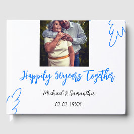 50-jähriges Jubiläum mit Namen für blaues Foto Gästebuch