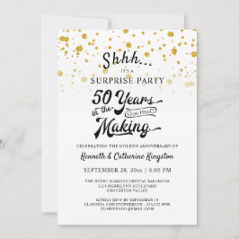 50-jähriges Überraschungs-Party Gold Confetti Einladung