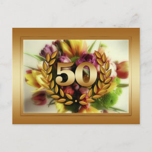 50. Jubiläum Blumenbild Goldener Rahmen Postkarte