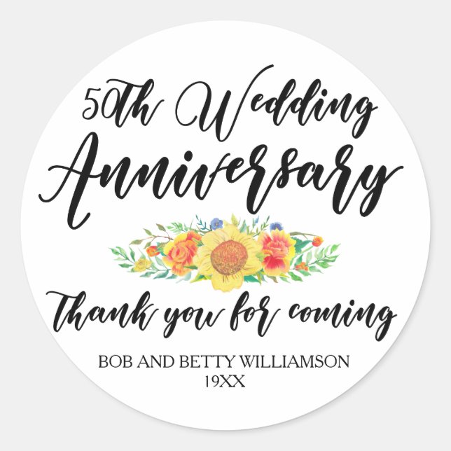 50. Jubiläum Danke für das Coming Fvor Siegel Runder Aufkleber (Vorderseite)