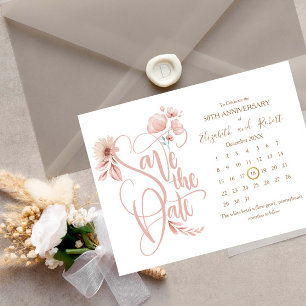 50. Jubiläum der Weißen und Blumen Save the Date Ankündigungspostkarte