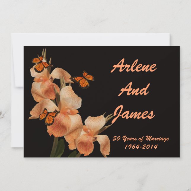 50. Jubiläum Dinner Einladung auf schwarz (Vorderseite)