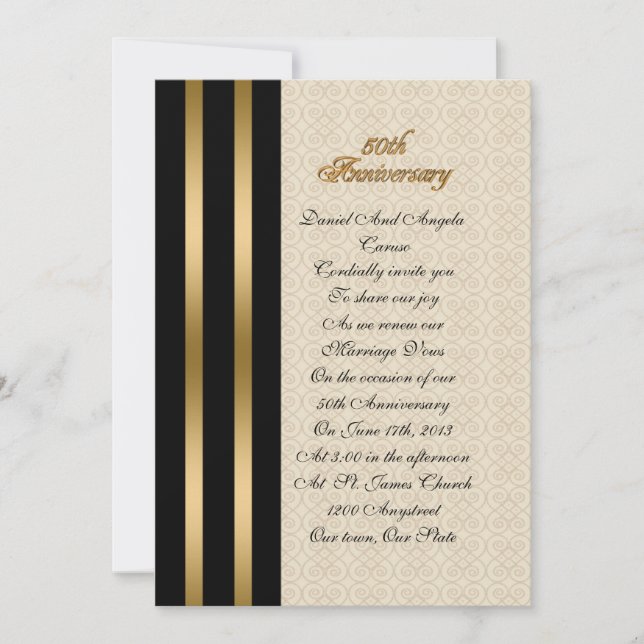 50. Jubiläum Einladung elegant (Vorderseite)