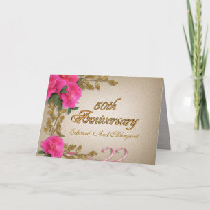50. Jubiläum Einladung Karte elegante Rose