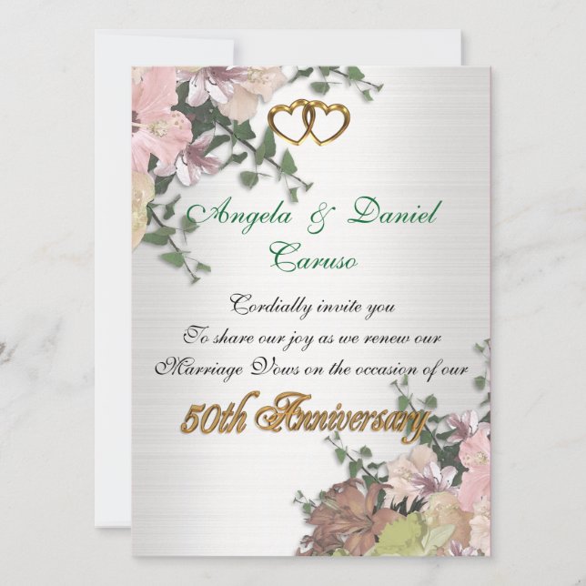 50. Jubiläum Einladung Wasserfarben Blume (Vorderseite)