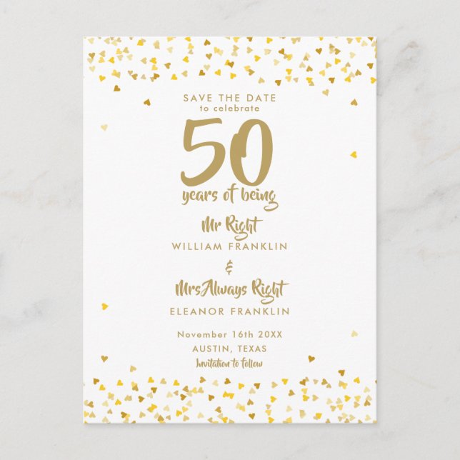 50. Jubiläum Frau Richterin Save the Date Ankündigungspostkarte (Vorderseite)